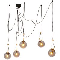 Hängelampe XXL Metall Rauchglas E27 H: max. 200 cm...