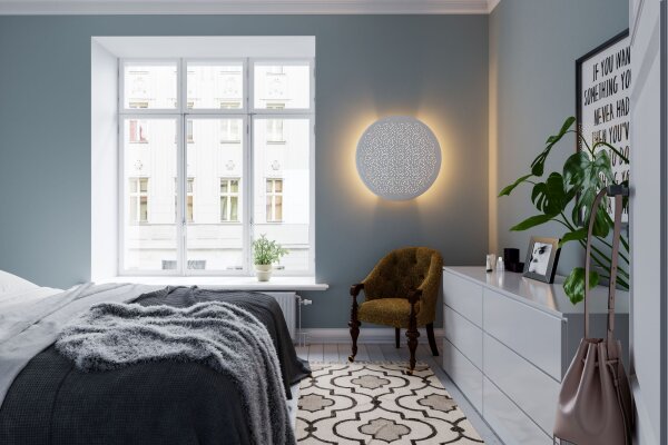 Wandlampe rund D: 70 cm groß mit Schalter Weiß E14