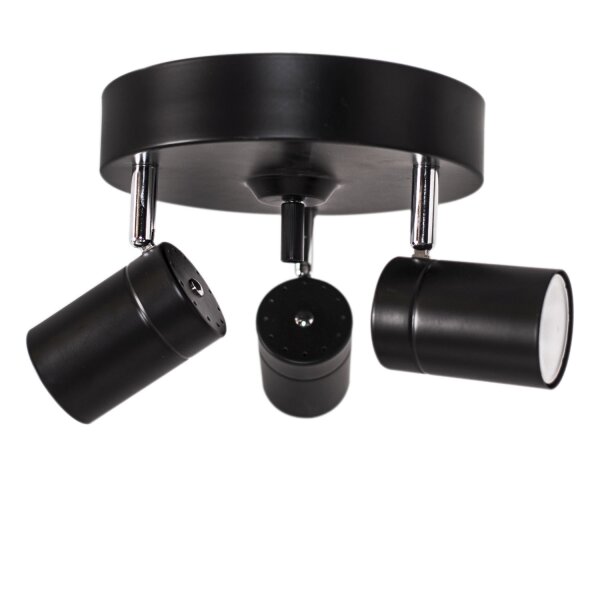Deckenstrahler klein B: 20 cm Schwarz Metall 3-flammig GU10