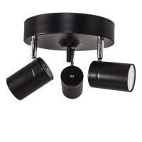 Deckenstrahler klein B: 20 cm Schwarz Metall 3-flammig GU10