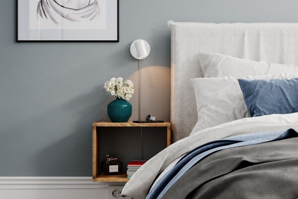 Spot Lampe Wand mit Stecker Kabel klein Weiß Metall GU10