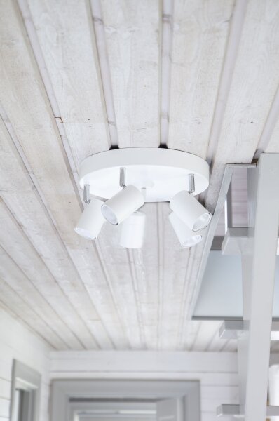 Deckenstrahler Weiß GU10 4-flammig klein Ø 30 cm