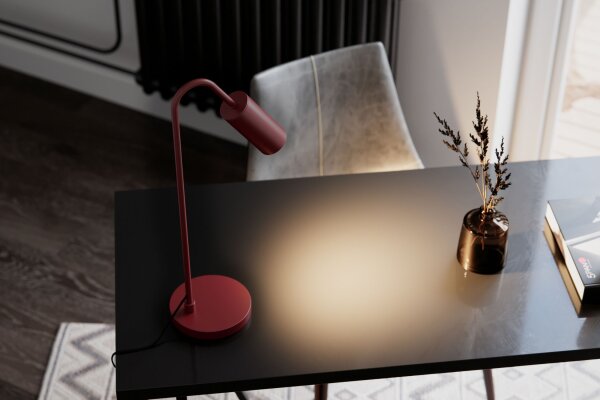 Schreibtischlampe Metall 51 cm hoch Dunkelrot GU10