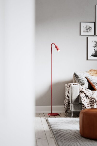 Lampadaire en métal 146 cm rouge foncé GU10 design rétro