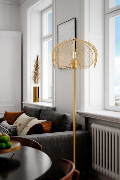 Stehlampe Metall 160 cm in Gold matt E27 Modern Design