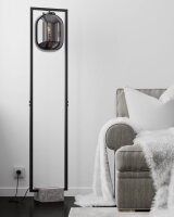Stehleuchte Rauchglas Metall Stein 150 cm Retro Design E27