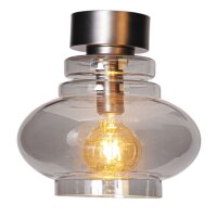 Deckenleuchte Rauchglas Metall 30 cm breit E27 klein
