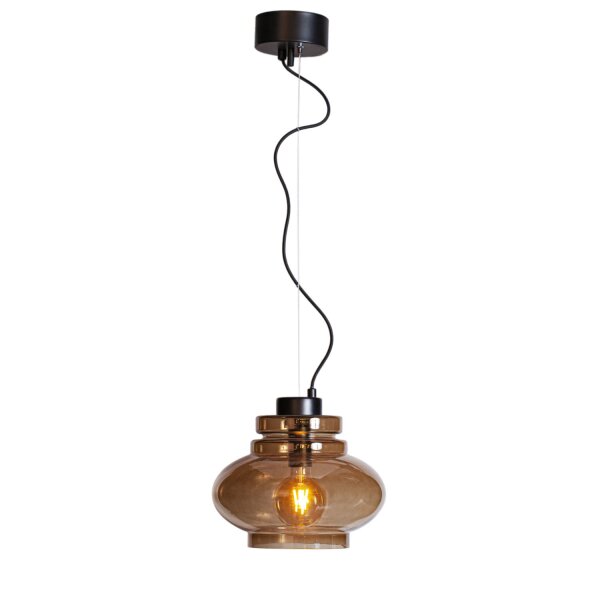 Lampe à suspendre E27 30 cm de large métal verre fumé réglable