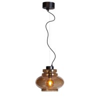 H&auml;ngelampe E27 30 cm breit Metall Rauchglas verstellbar