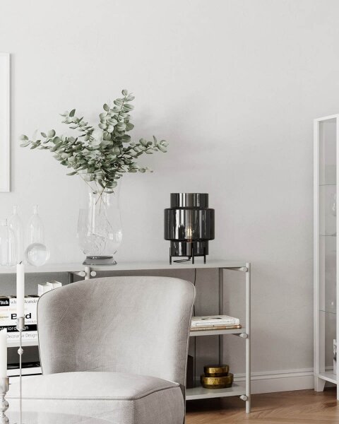 Lampe de table E27 37 cm métal verre fumé tripode