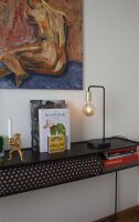 Tischlampe Glas Weiß matt 40 cm E27 Kabelschalter