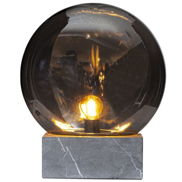 Tischleuchte Rauchglas Marmor H: 35,5 cm Grau Grau E27 Retro