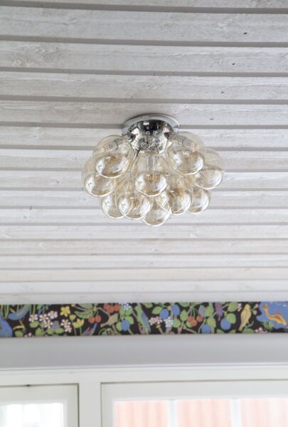 Deckenlampe Metall Rauchglas 30 cm breit 3-flammig G9