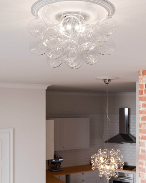 Deckenleuchte Glas Schirme B: 50 cm Chrom 6x G9 Modern