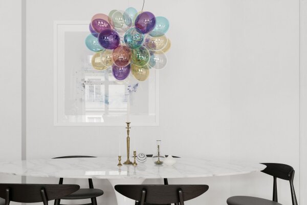 Pendelleuchte Bunt B: 50 cm H: max. 120 cm Glas Metall 8x G9
