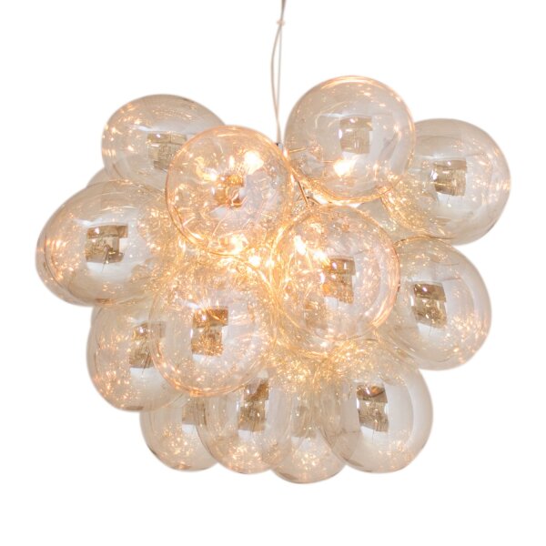 Lampe à suspendre verre fumé métal 62 cm de large 3-flamme G9