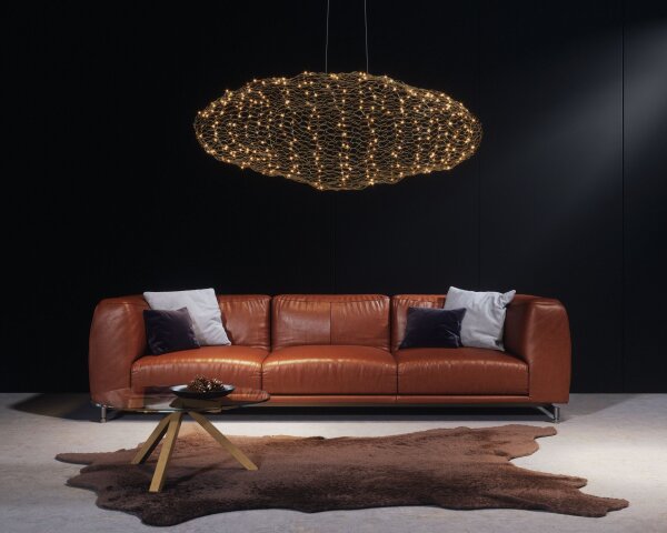 LED Hängelampe Modern 115 cm lang Draht Schirm in Gold