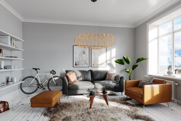 LED Hängelampe Modern 115 cm lang Draht Schirm in Gold