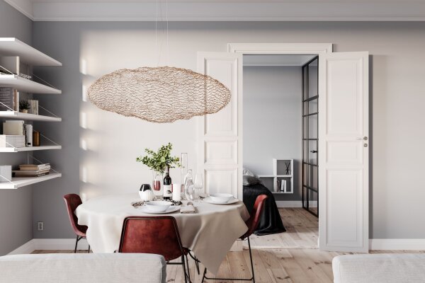 LED Hängelampe Modern 115 cm lang Draht Schirm in Gold