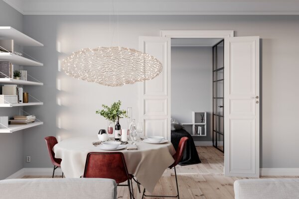 LED Hängelampe Modern 115 cm lang Draht Schirm in Gold
