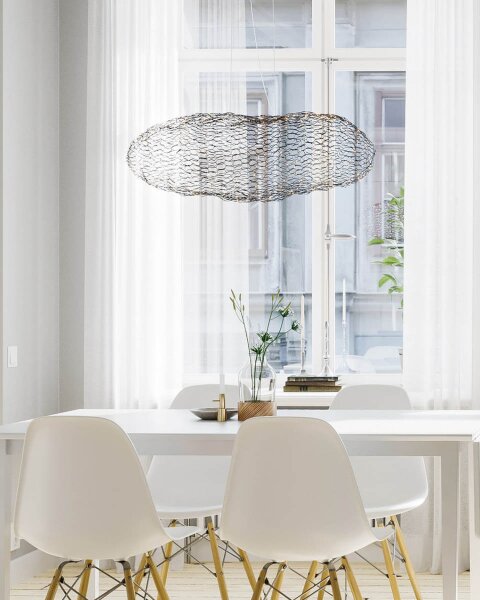 LED Pendelleuchte Metall Schwarz 76 cm breit Draht Schirm