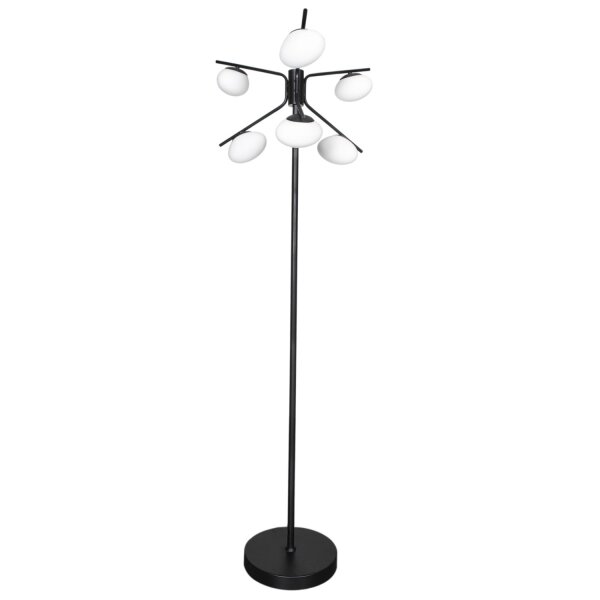 Stehleuchte Glas Metall G9 165 cm hoch Retro Schwarz Weiß