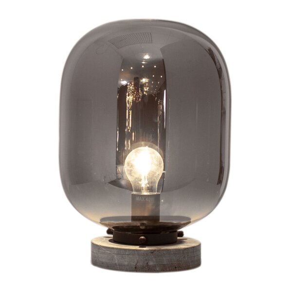 Tischlampe Marmor Metall Rauchglas 34 cm Grau E27