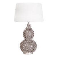 Nachttischleuchte Stoff Metall E27 56,5 cm in Silber...