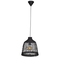 Suspension Noir Jute L : 34 cm H : max. 120 cm E27