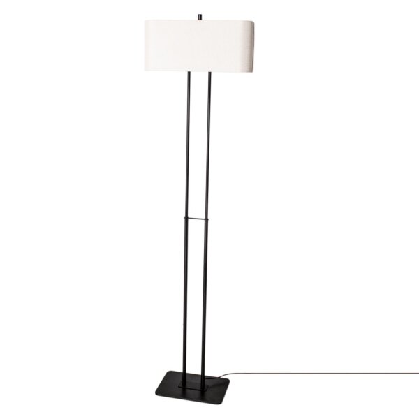Stehlampe 150 cm klein Schwarz Weiß eckig Stoff Metall E27