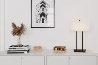 Lampe de table E27 56 cm Noir Blanc Carré Tissu...