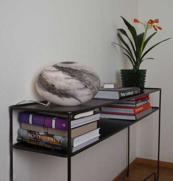 Lampe de table verre hauteur 20 cm noir gris marbré E14