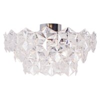 Plafonnier cristal L : 51 cm Chromé E27 3-flamme...
