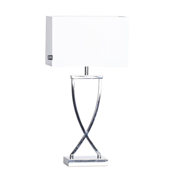 Nachttischlampe Metall Stoff 52 cm Chrom Weiß E27