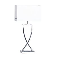 Lampe de chevet métal tissu 52 cm chrome blanc E27