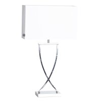 Lampe de table chrome blanc m&eacute;tal tissu E27...