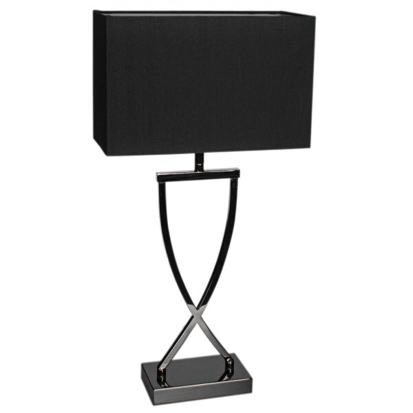 Tischlampe Metall Stoff 52 cm Schwarz-Chrom Schwarz E27