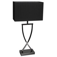 Lampe de table m&eacute;tal tissu 52 cm noir-chrome noir E27