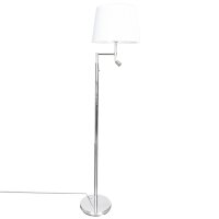 Stehleuchte mit Lesearm 157cm Chrom Wei&szlig; E27 LED Stoff Metall