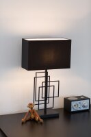 Lampe de table Noir Métal Tissu 52 cm E27 Moderne