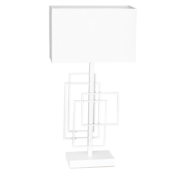 Beistelllampe Weiß 52 cm Stoff Metall E27 Kabelschalter
