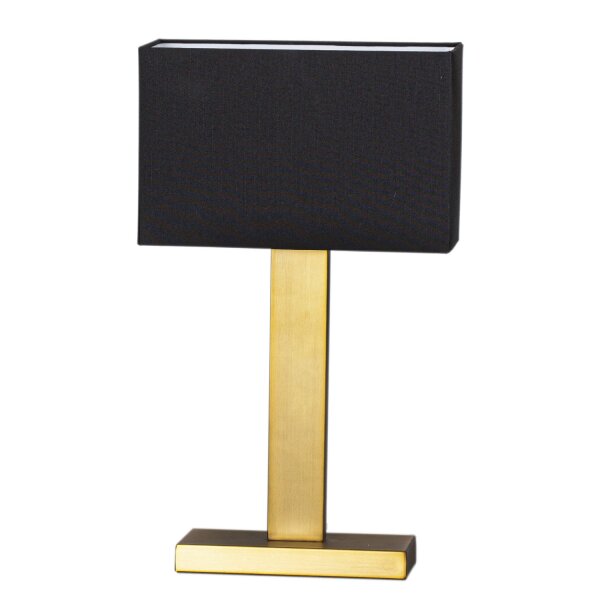 Lampe dappoint métal tissu 47 cm E27 carré en laiton noir