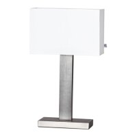 Lampe de table tissu métal E27 47 cm en argent mat...