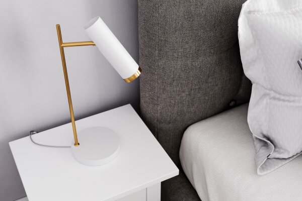 Lampe de bureau blanc or hauteur 49 cm GU10 réglable
