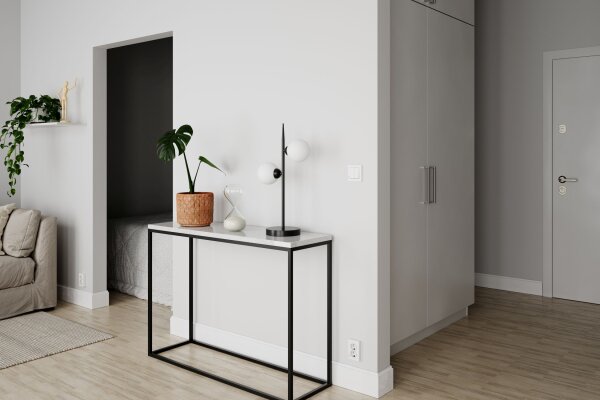 Tischleuchte Metall Glas 55 cm hoch Schwarz Weiß