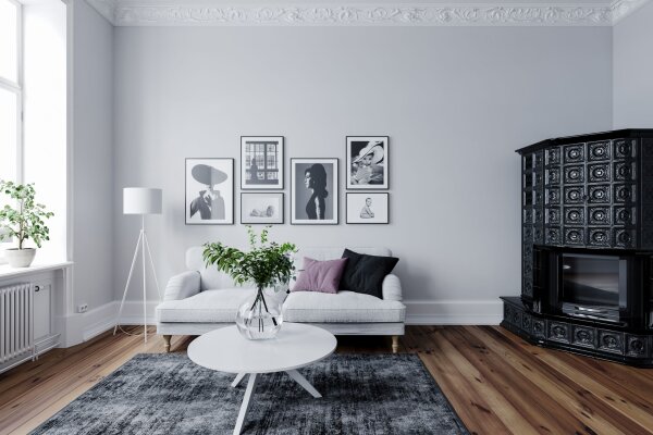 Lampadaire métal tissu 145 cm de haut Tripode blanc E27