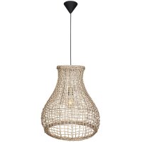 Hängelampe Korb Boho 49 cm breit E27 aus Seegras Metall