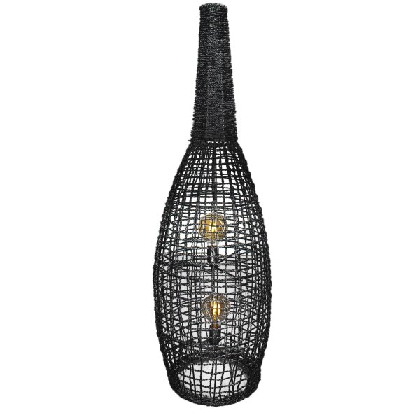 Stehlampe klein 120 cm Schwarz E27 aus Seegras Korb