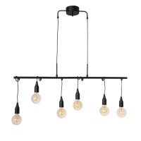 Pendelleuchte Metall Schwarz 110 cm lang für 6x E27
