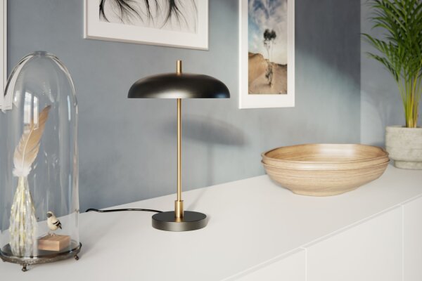 Tischlampe Metall Ø 28 cm 45 cm hoch Modern Schwarz Gold G9